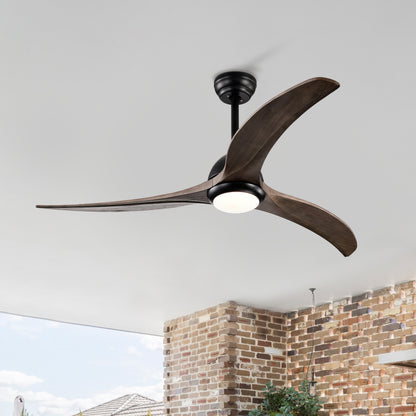 52" Matte Black Solid Wood Ceiling Fan with Remote - view 3