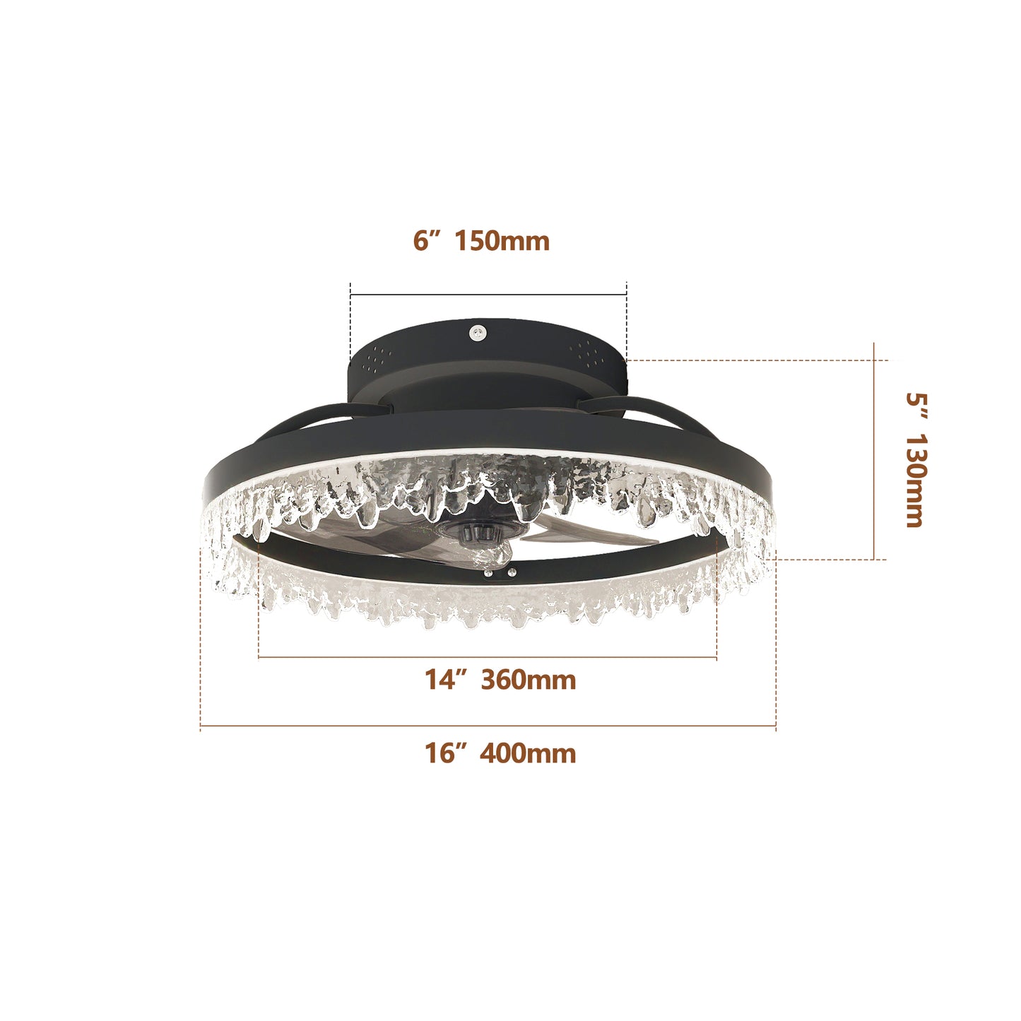 16" Black Flush Mount Ceiling Fan with Dimmable LED - view 8