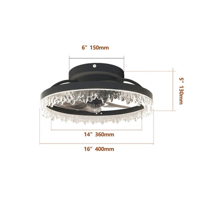 16" Black Flush Mount Ceiling Fan with Dimmable LED - view 8