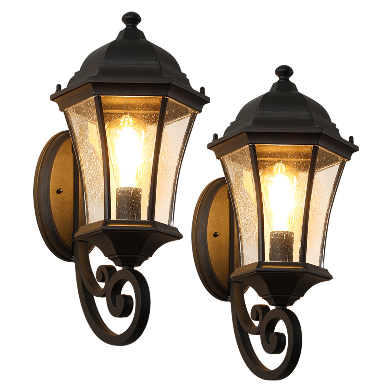 Vintage Black Outdoor Wall Lantern, Set of 2 - view 12