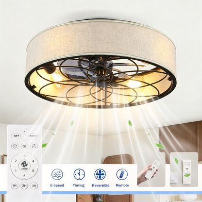 20" Farmhouse Fabric Bladeless Ceiling Fan with Remote - view 7