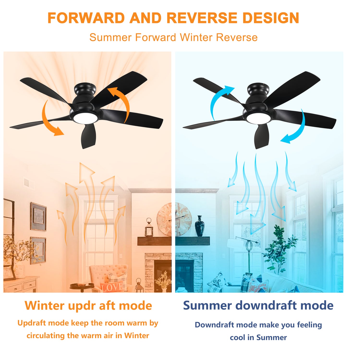 56" Matte Black 5-Blade Ceiling Fan with Remote - view 12