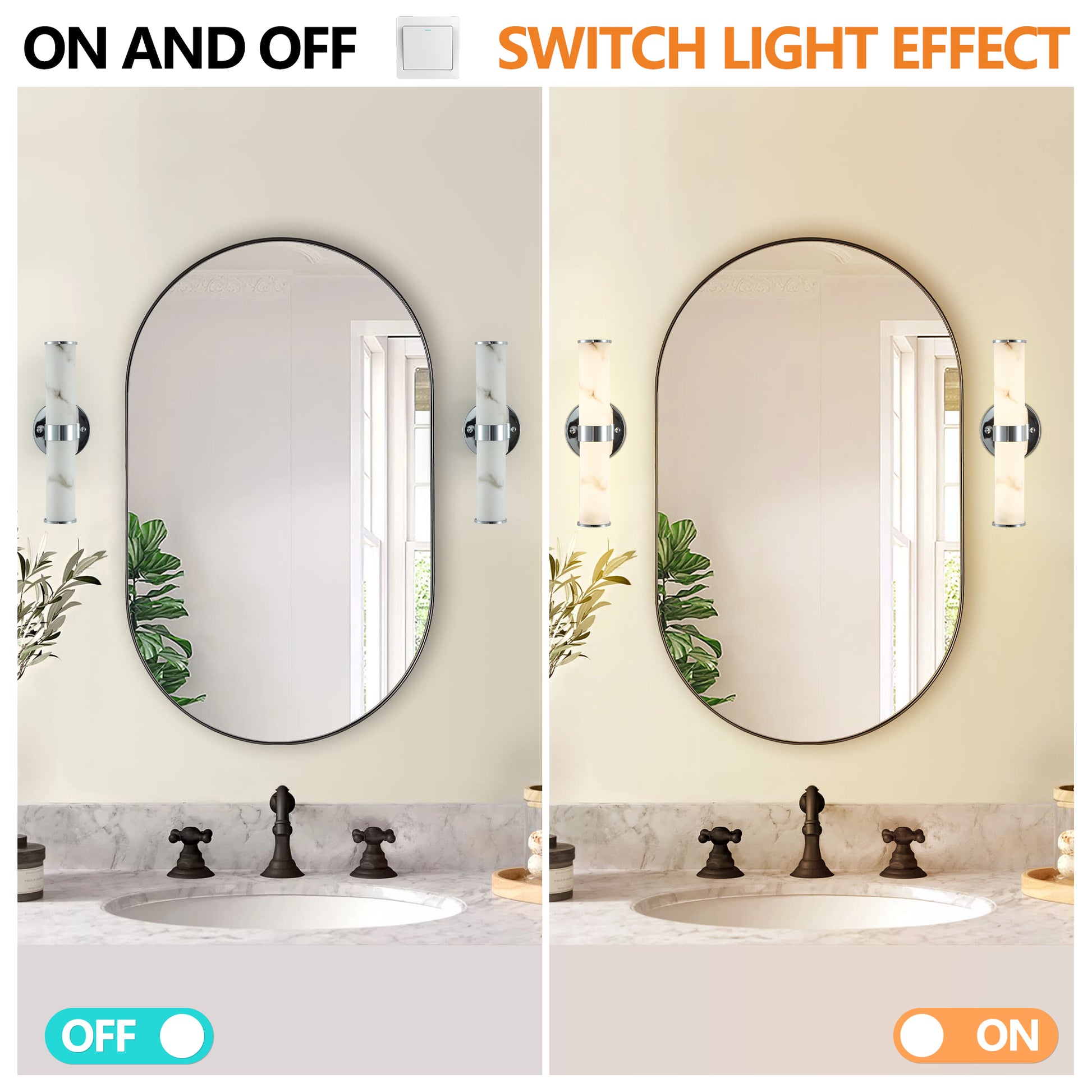 Chrome Faux Marble Wall Sconce, Set of 2 - view 9