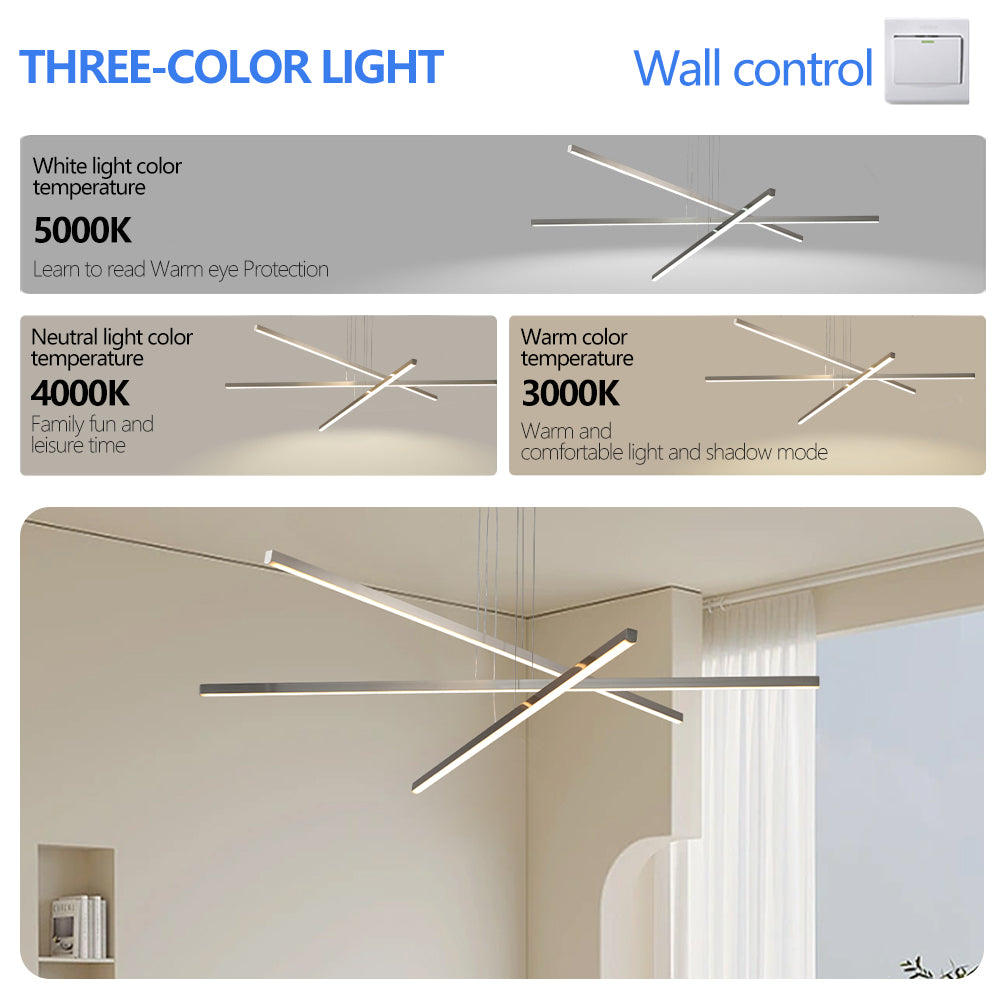 48" Chrome Geometric 3-Arm LED Chandelier - view 7