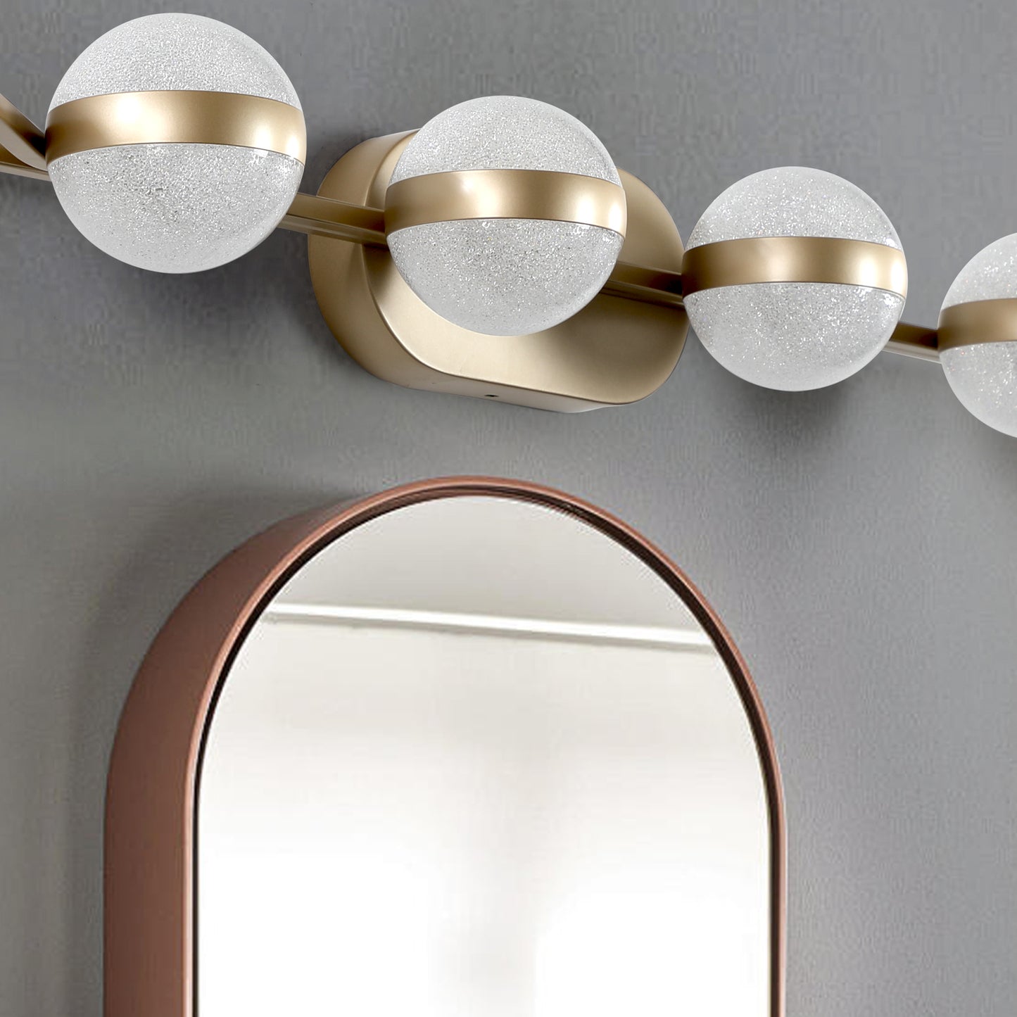43" 6-Light Gold LED Vanity Light with Crystal Sand Shades - view 4