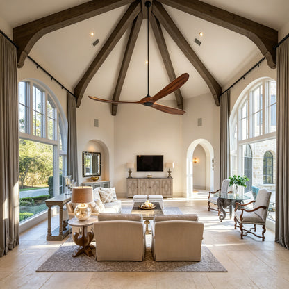 88" Matte Black Solid Wood Ceiling Fan with Remote - view 7