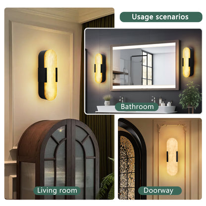 13.8" Black Marble Wall Sconce, Set of 2 - view 5