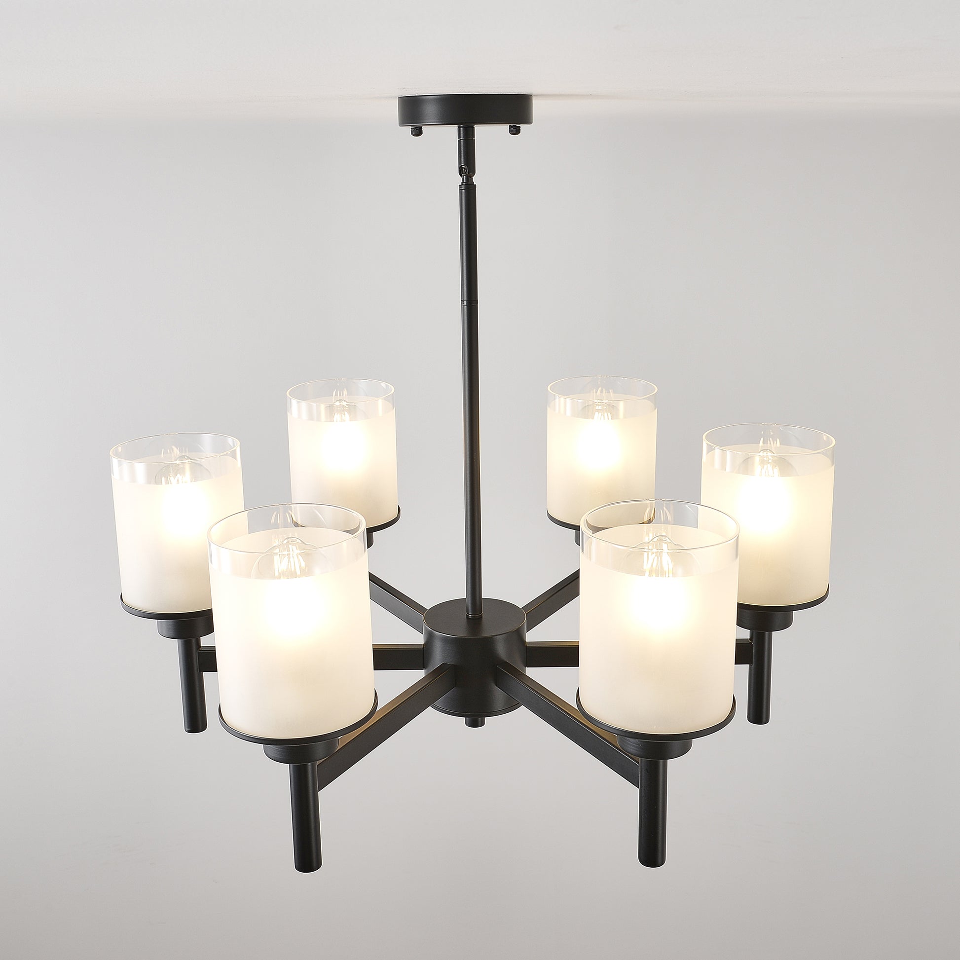 6-Light Black Farmhouse Chandelier with Frosted Glass - view 12