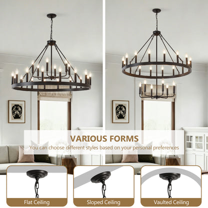 40" 2-Tier Wagon Wheel Farmhouse Chandelier, 22-Light - view 6
