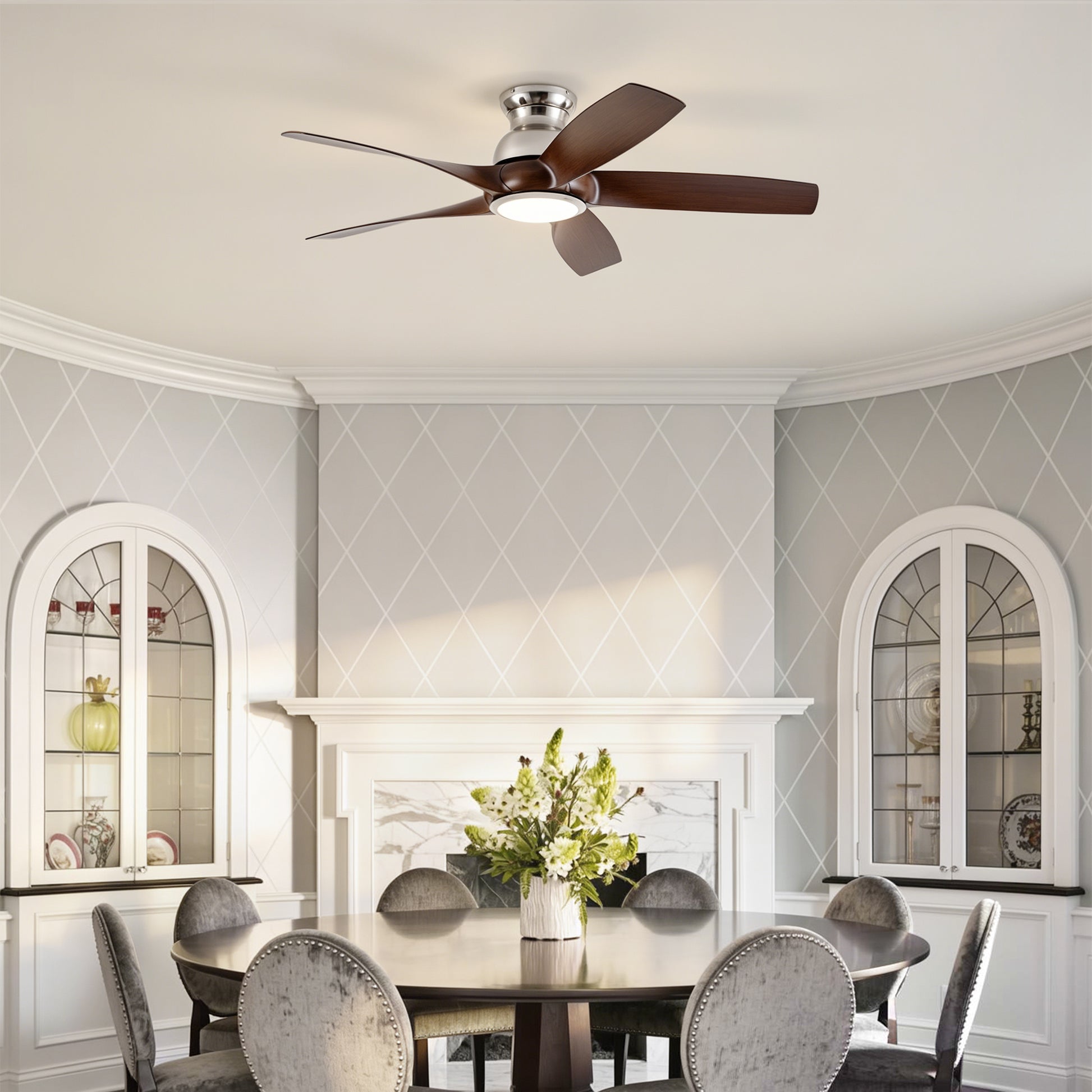 56" Nickel & Wood Ceiling Fan with Remote - view 5