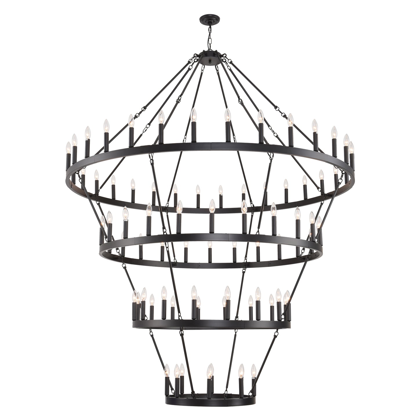 69.3" 4-Tier Wagon Wheel Farmhouse Chandelier, 80-Light - view 14
