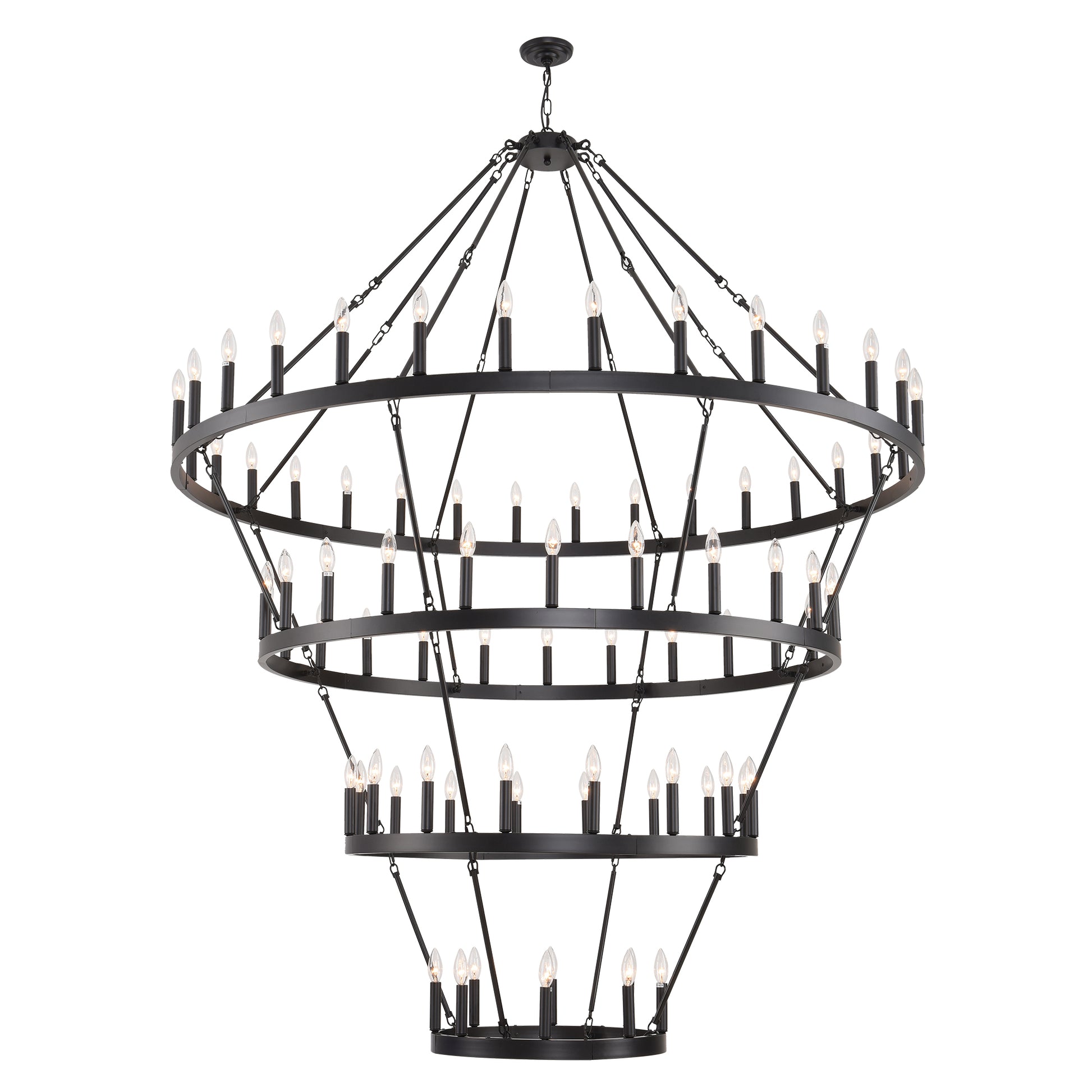 69.3" 4-Tier Wagon Wheel Farmhouse Chandelier, 80-Light - view 14