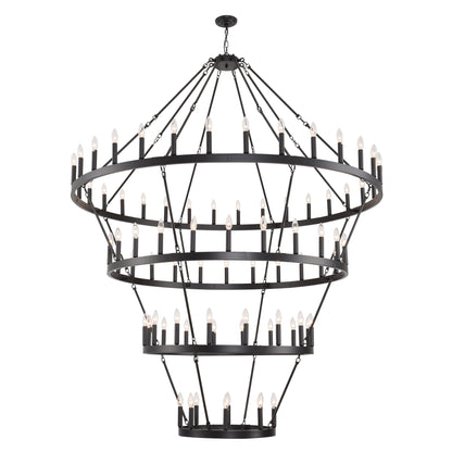 69.3" 4-Tier Wagon Wheel Farmhouse Chandelier, 80-Light - view 14