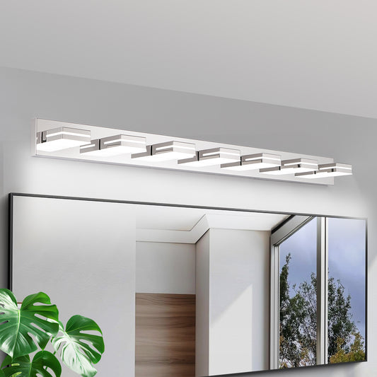 7-Light Chrome Minimalist LED Vanity Light