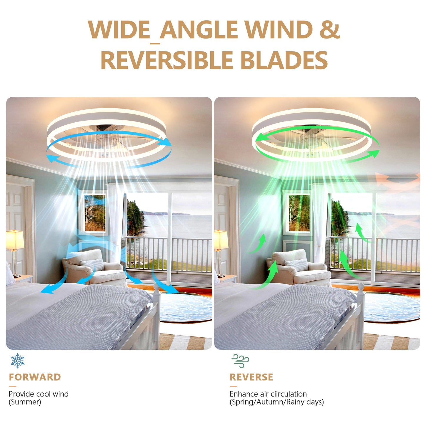 20" White Flush Mount Ceiling Fan with Dimmable LED & Remote - view 7