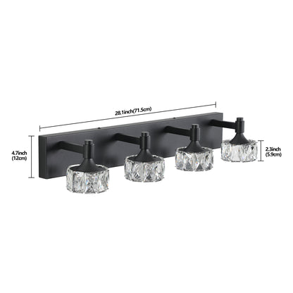 4-Light Matte Black LED Vanity Light with Crystal Glass - view 8