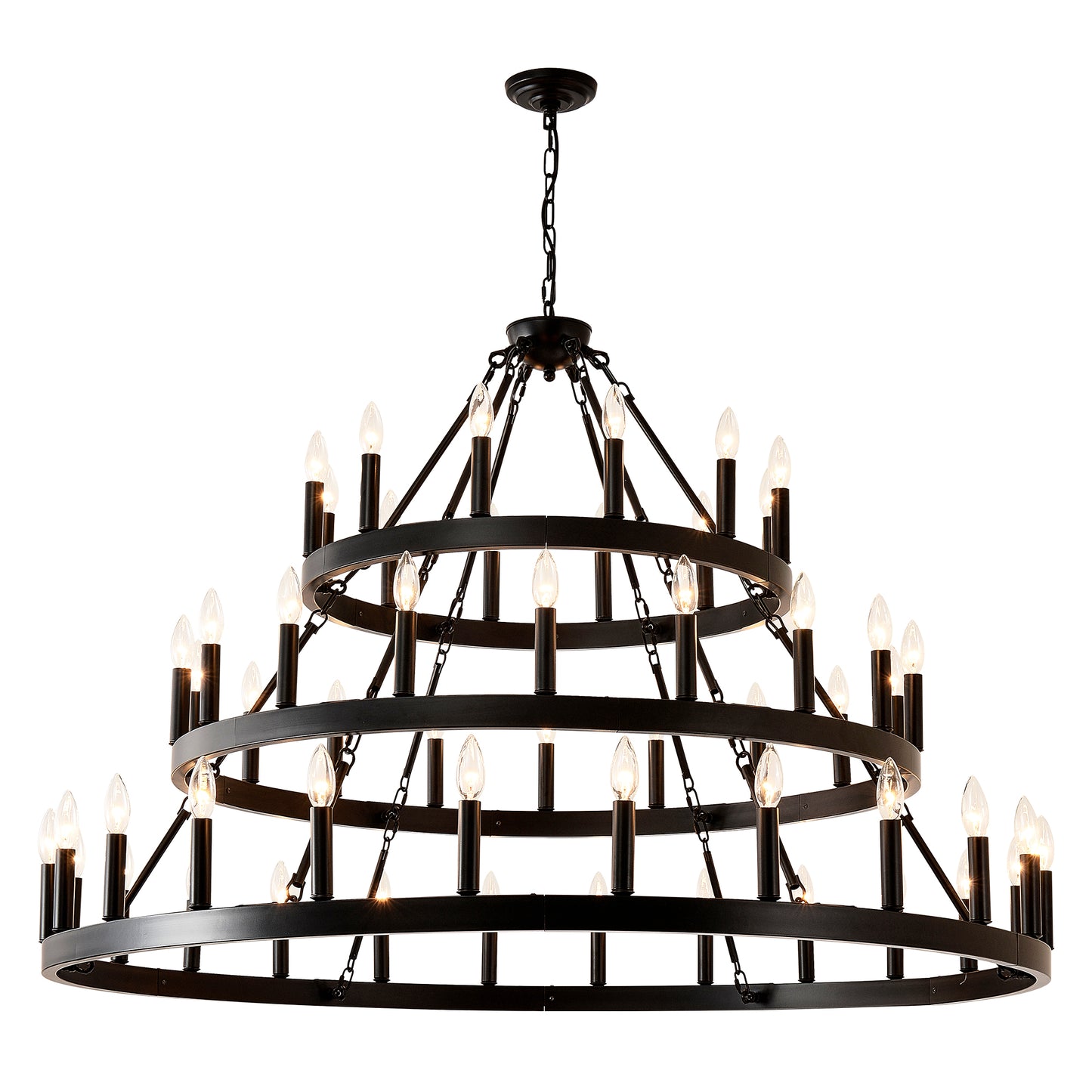 3-Tier Wagon Wheel Farmhouse Chandelier, 54-Light - view 14