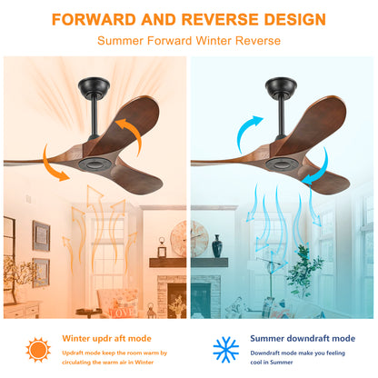 42" Matte Black Solid Wood Ceiling Fan with Remote - view 12