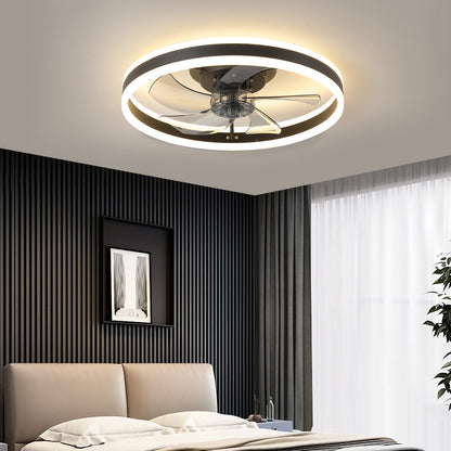 20" Flush Mount Ceiling Fan with Dimmable LED & Remote