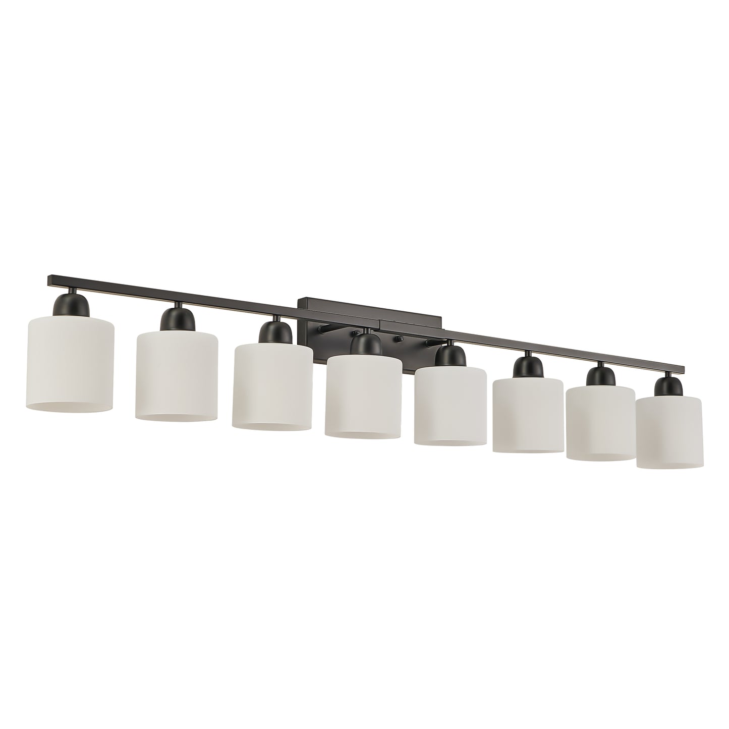 52" 8-Light Matte Black Vanity Light with Frosted Glass - view 9