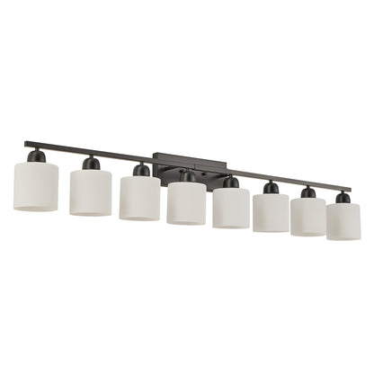 52" 8-Light Matte Black Vanity Light with Frosted Glass - view 9