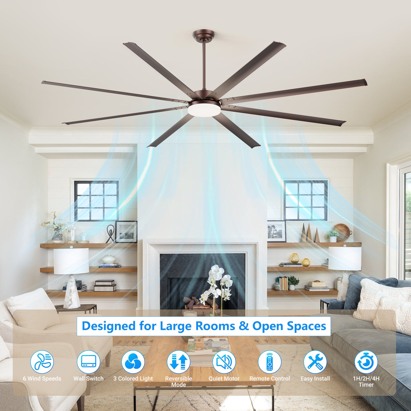 96" Coffee Industrial Ceiling Fan with Remote - view 6