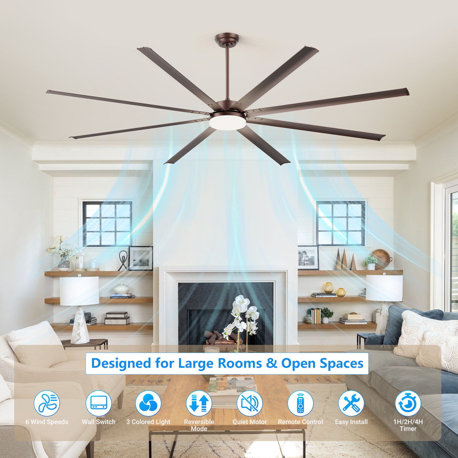 96" Coffee Industrial Ceiling Fan with Remote - view 6