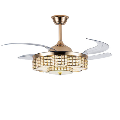 48" Gold Retractable Blade Ceiling Fan with Light & Remote - view 18