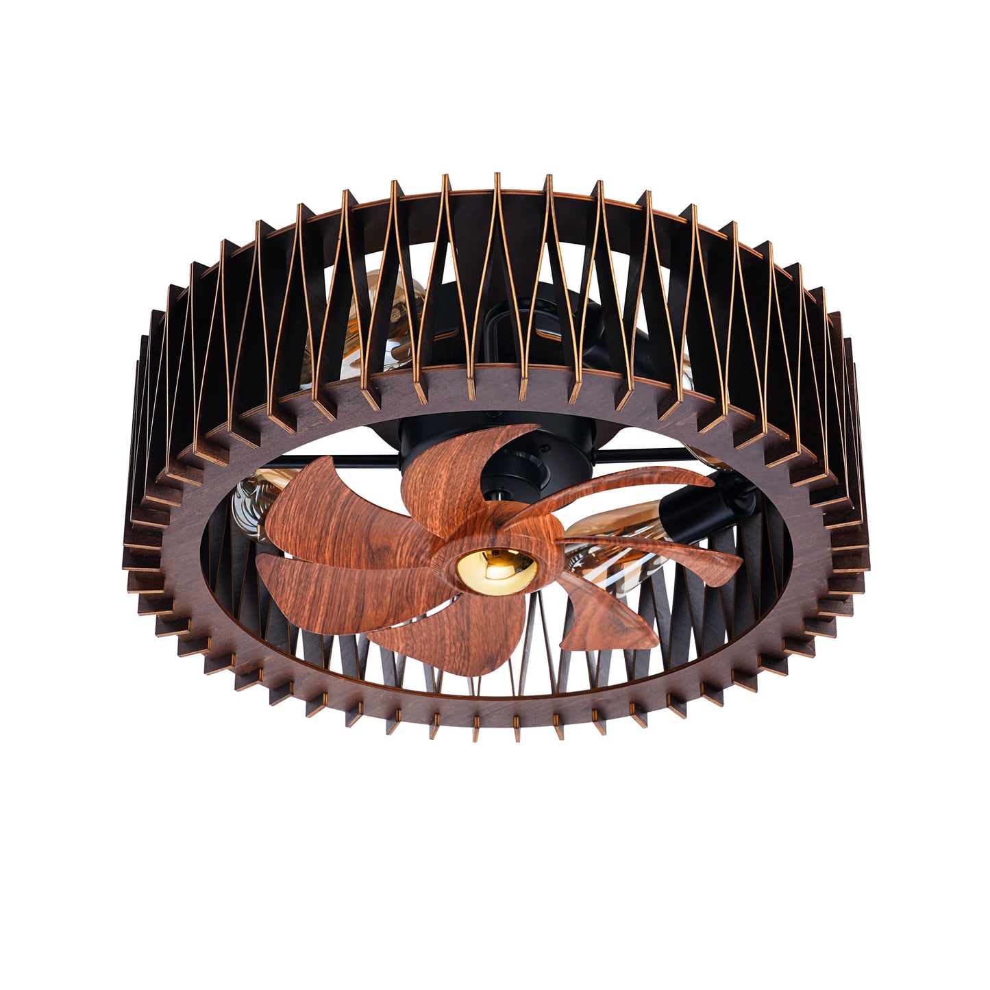 20" Wood Flush Mount Ceiling Fan with Remote - view 18