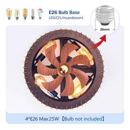 20" Wood Flush Mount Ceiling Fan with Remote - view 7