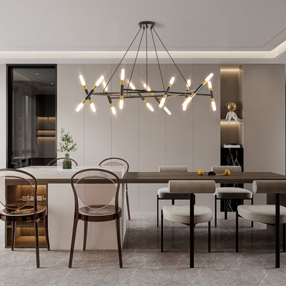 41" Black & Gold Branch Chandelier with Frosted Tubes - view 4