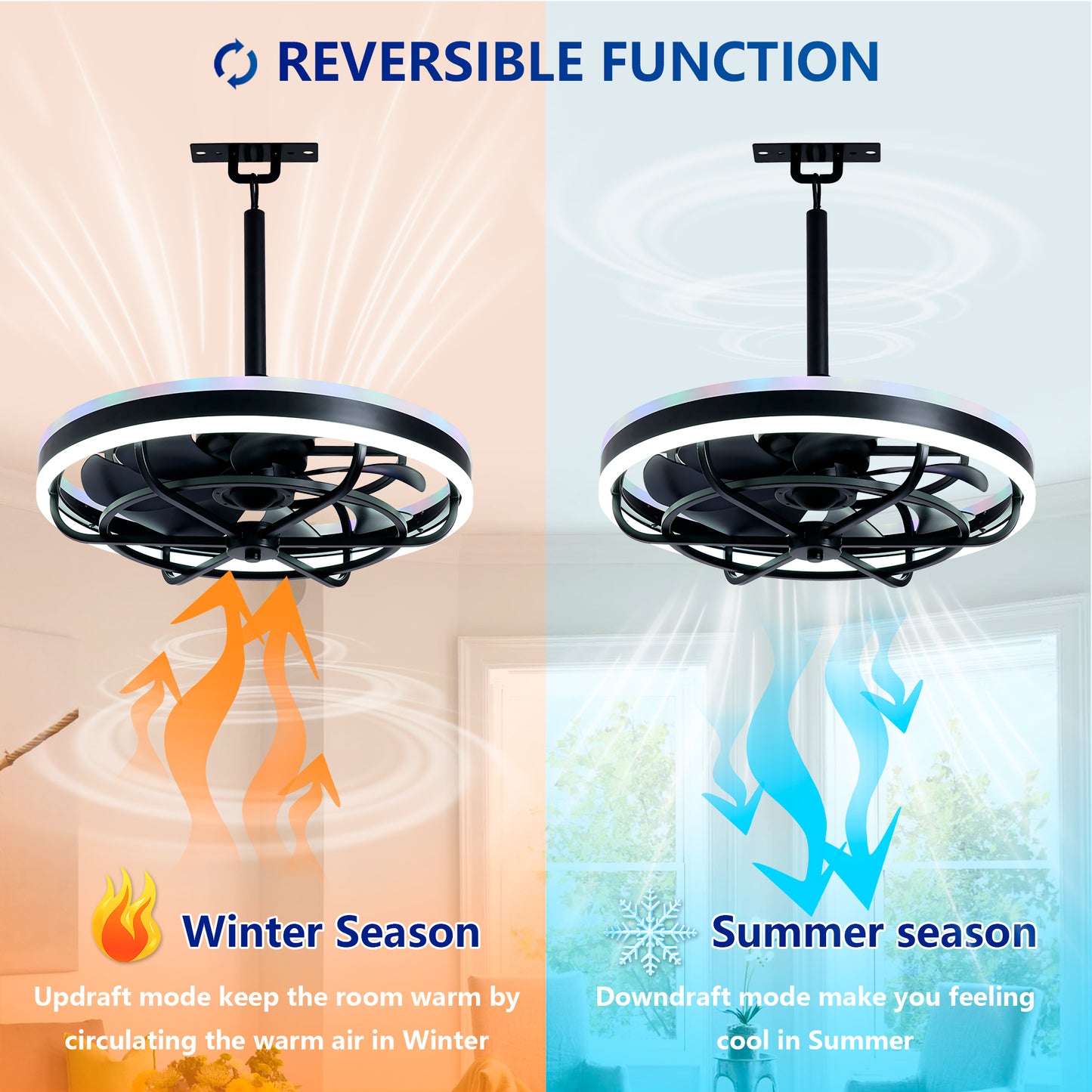 Matte Black Indoor Outdoor Ceiling Fan with Dimmable LED - view 9