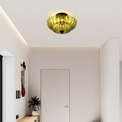 3-Light Green Glass Semi Flush Mount Ceiling Light - view 3