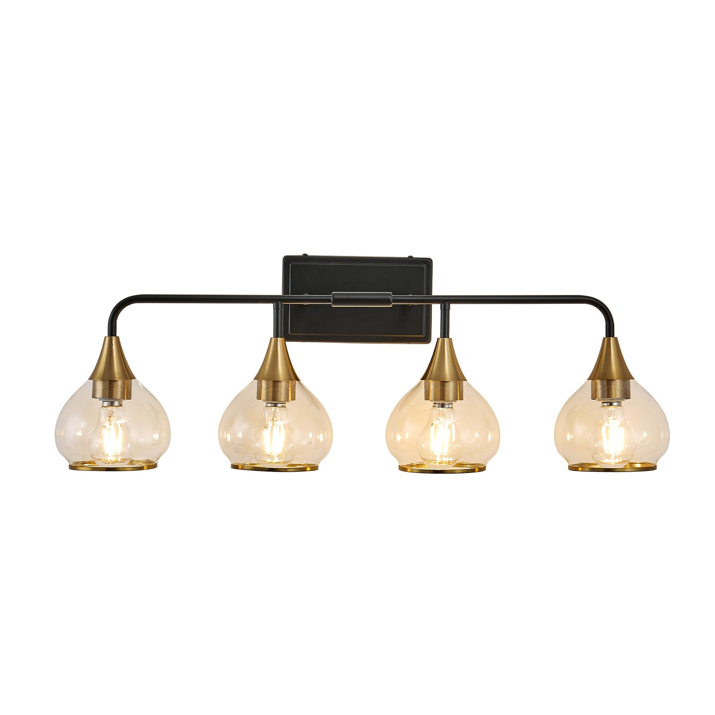 31" 4-Light Black & Gold Vanity Light with Clear Glass - view 10