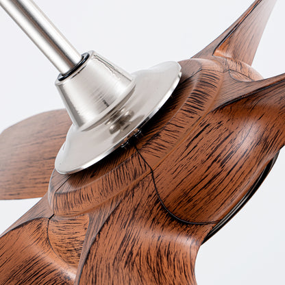 56" Nickel & Wood 5-Blade Ceiling Fan with Remote - view 14