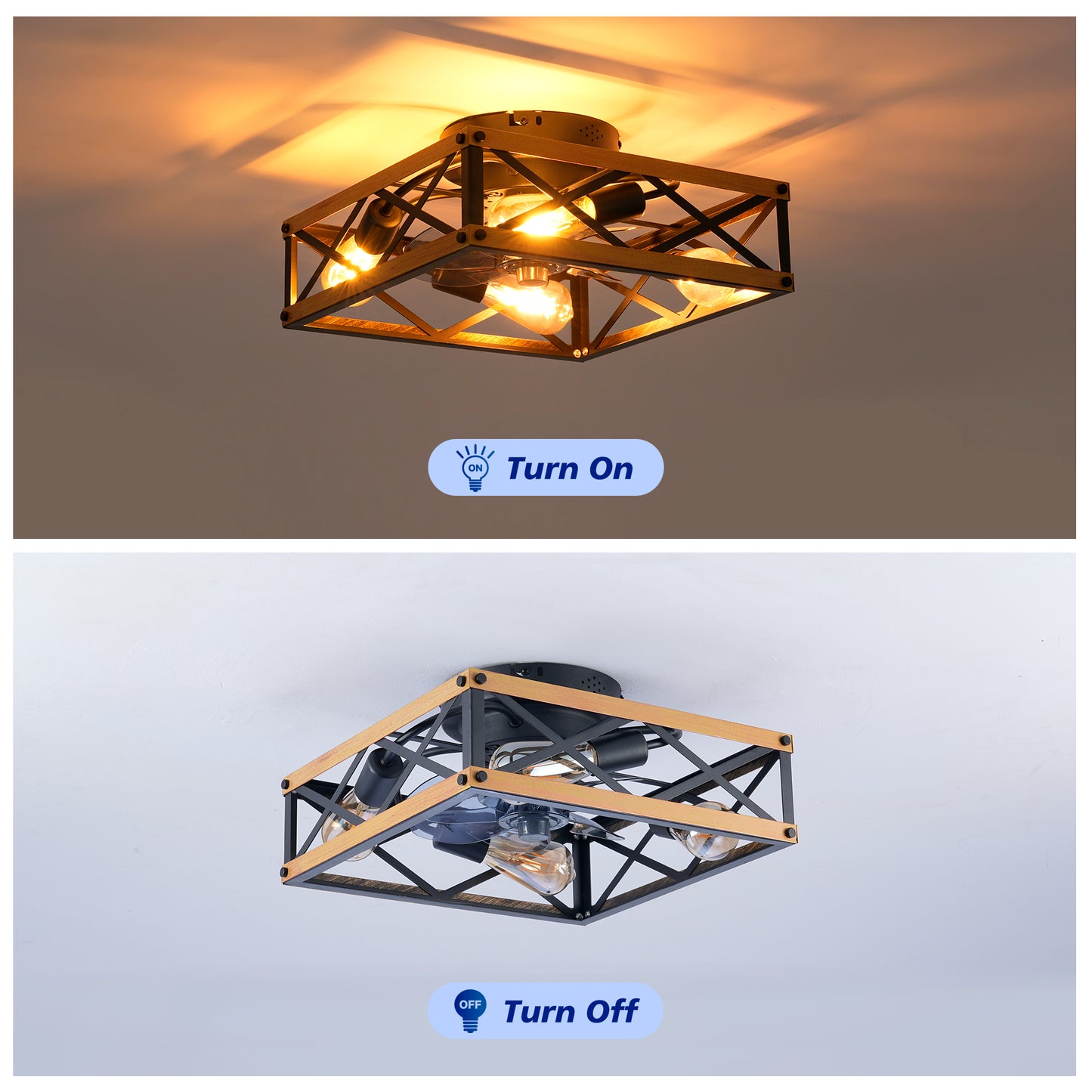 22.6" Bronze Flush Mount Ceiling Fan with Remote - view 8