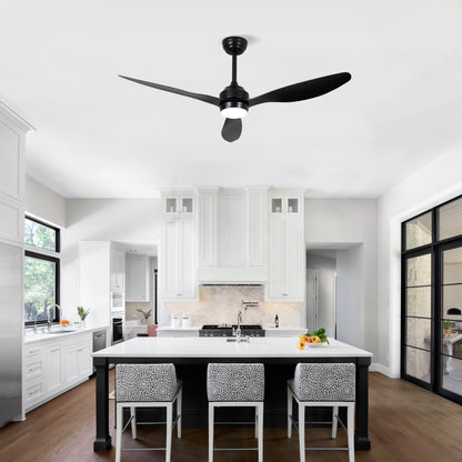 52" Matte Black 3-Blade Ceiling Fan with Light - view 4