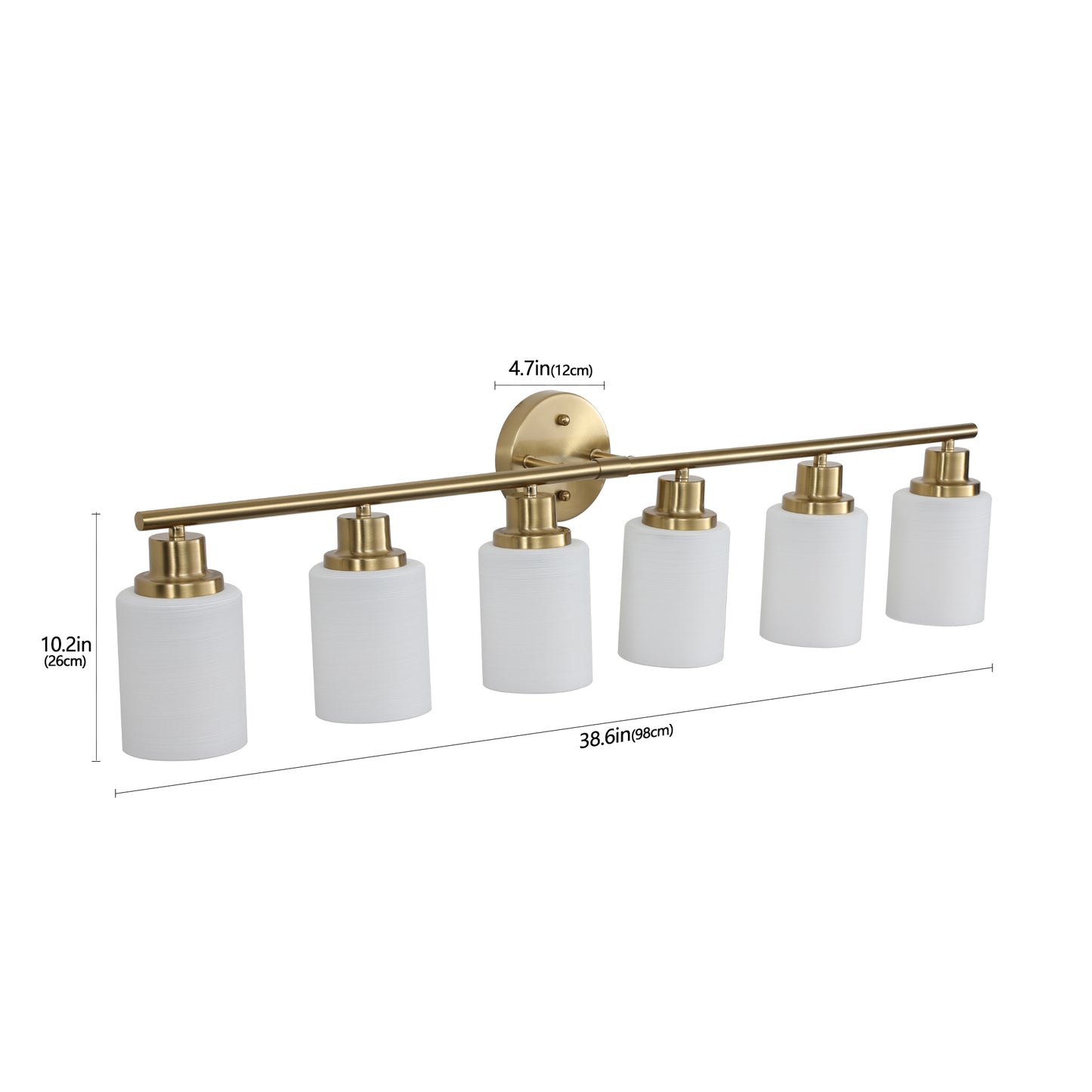 39" 6-Light Gold Vanity Wall Light with Frosted Glass - view 9