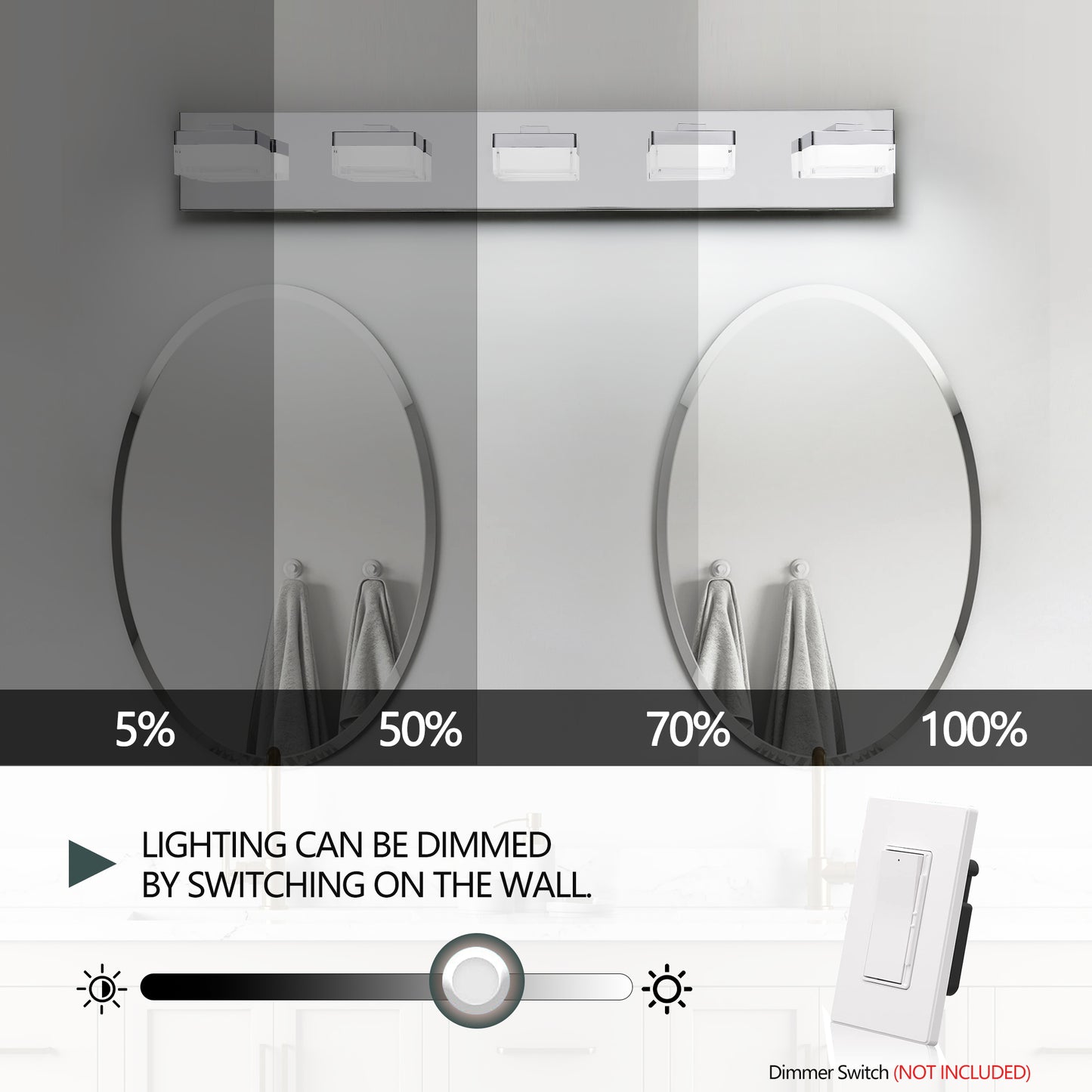 Modern 5-Light Chrome LED Vanity Light - view 7
