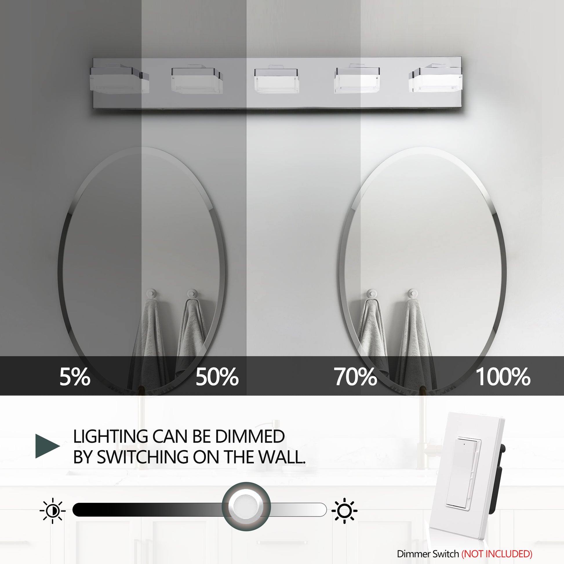 Modern 5-Light Chrome LED Vanity Light - view 7