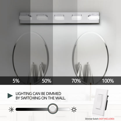 Modern 5-Light Chrome LED Vanity Light - view 7
