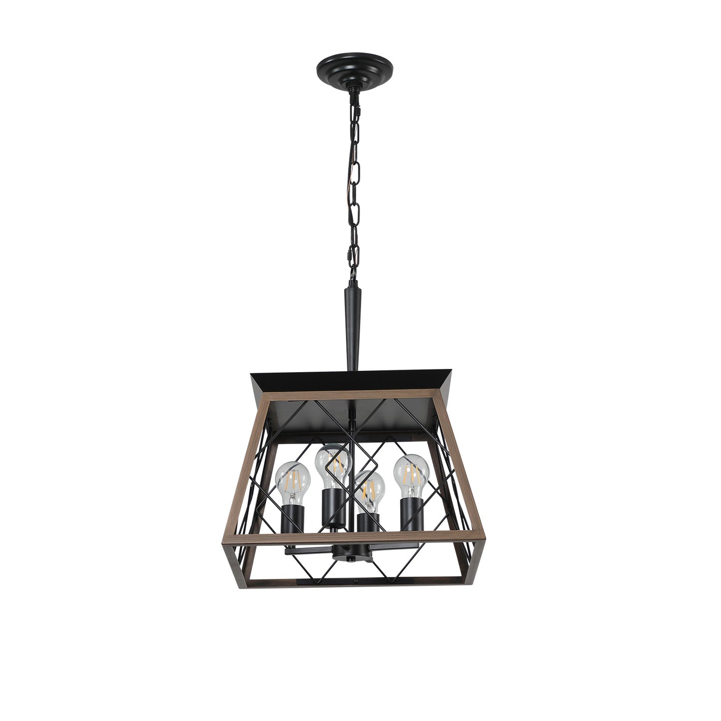 16" 4-Light Walnut Industrial Caged Chandelier - view 9