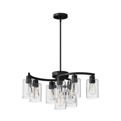 9-Light Black Farmhouse Chandelier with Clear Glass - view 8
