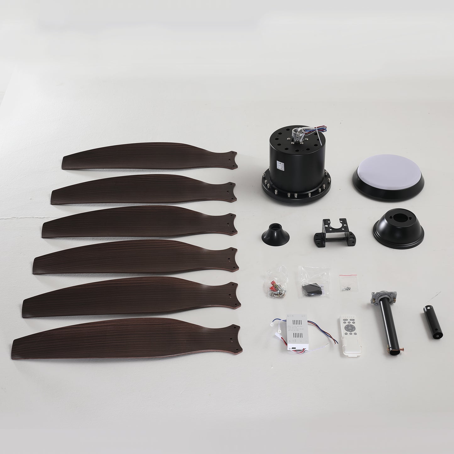 56" Matte Black 6-Blade Ceiling Fan with Remote - view 20