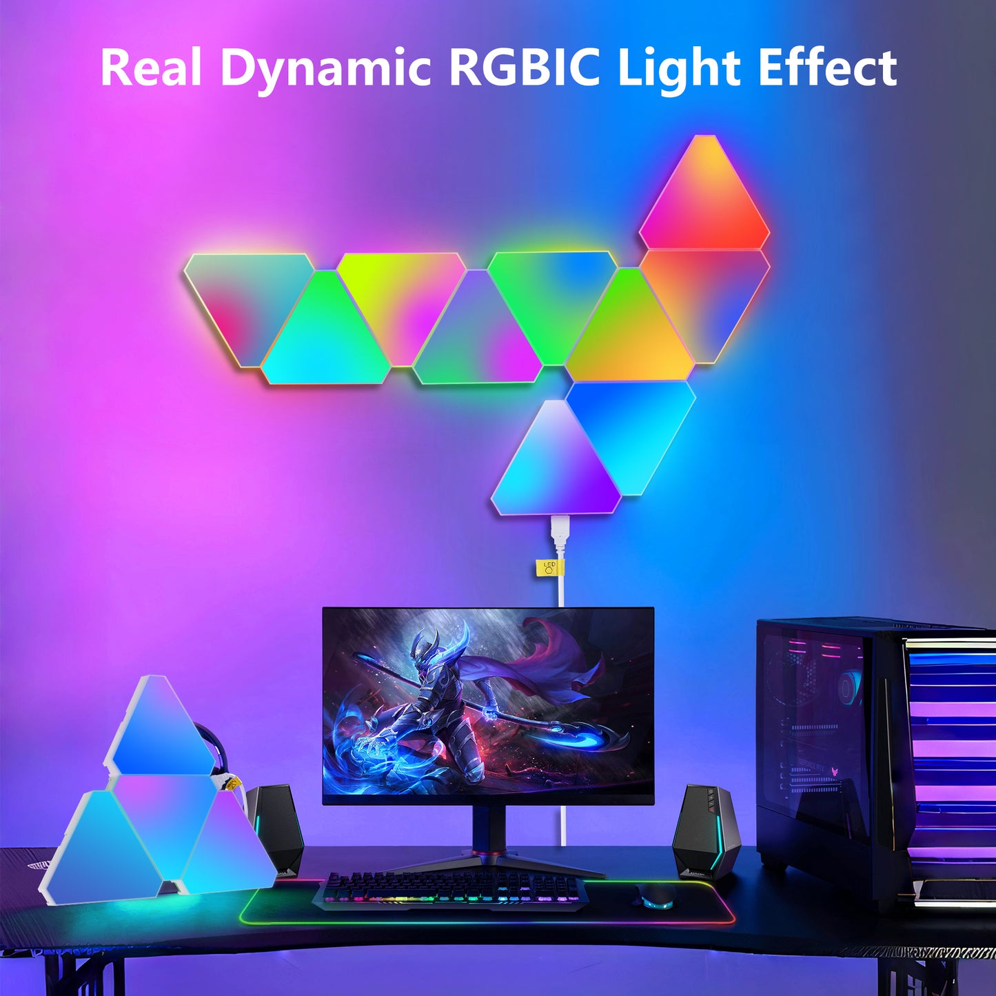 Triangular RGB LED Wall Panels, 10 Pack - view 2