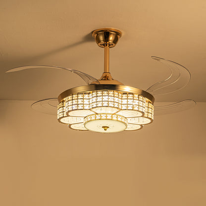 48" Gold Retractable Blade Ceiling Fan with Light & Remote - view 14