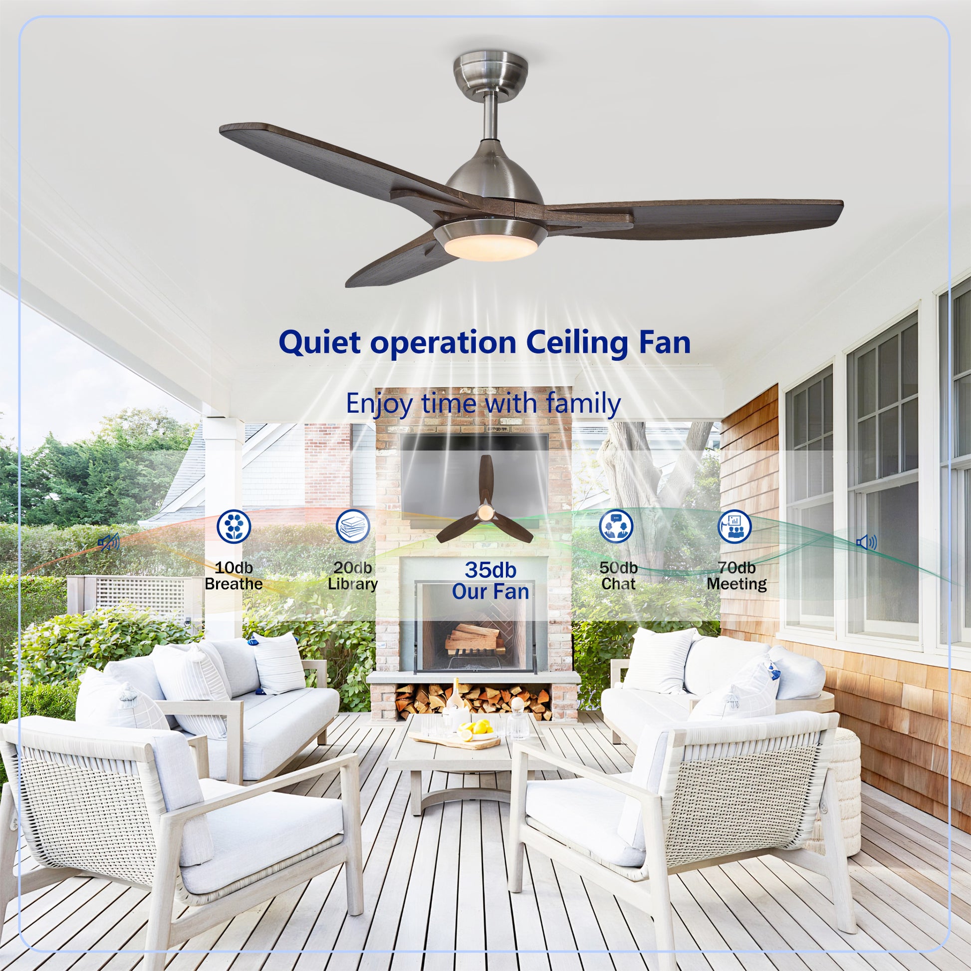 52" Nickel & Wood Reversible Ceiling Fan with Light - view 13