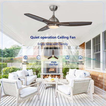 52" Nickel & Wood Reversible Ceiling Fan with Light - view 13