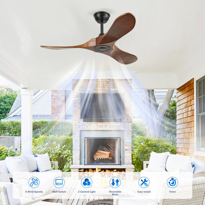 42" Matte Black Solid Wood Ceiling Fan with Remote - view 11