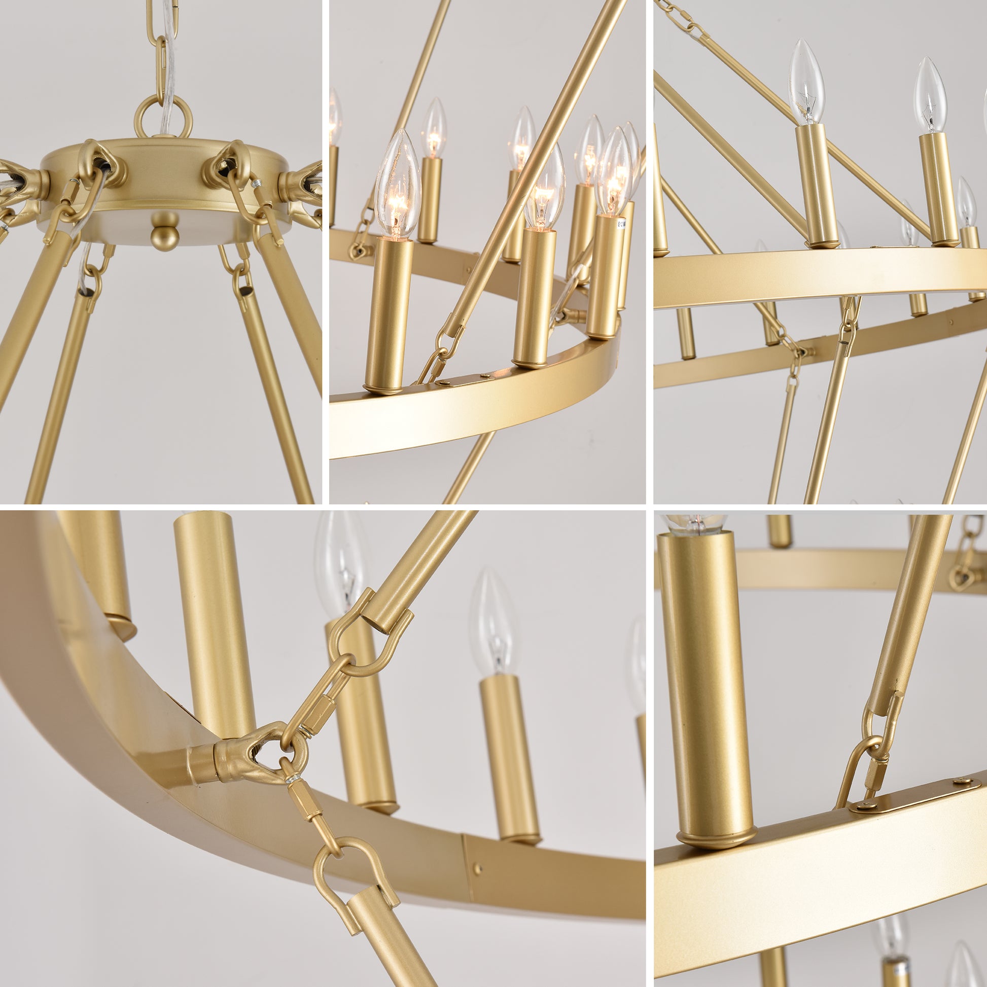 69.3" 4-Tier Gold Wagon Wheel Chandelier, 80-Light - view 11